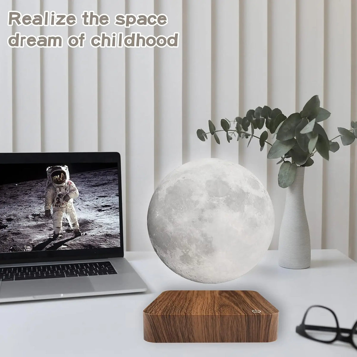 Amazing Magnetic Moon Lamp, LED Night Light, round Touch-Activated Body Material ABS No Batteries Required
