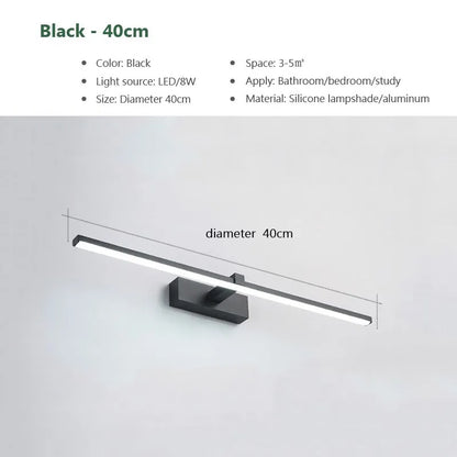 Mirror Light LED Wall Lamp Black/White Iron Body Modern Style Bedroom/Bathroom, Wall Mounted Lamp