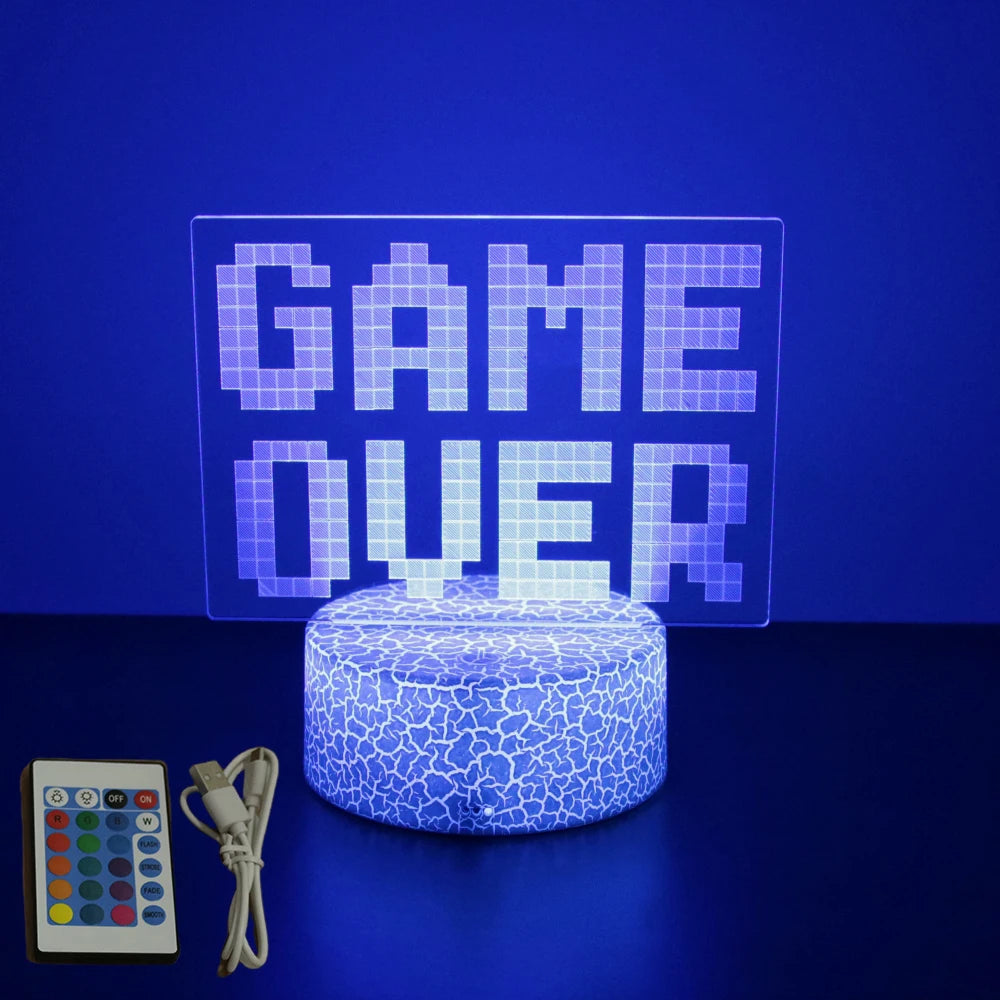 NEON GAMER 3D Lamp LED Night Light Gaming Setup RGB