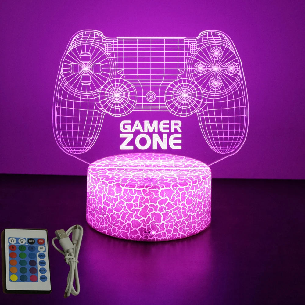 NEON GAMER 3D Lamp LED Night Light Gaming Setup RGB