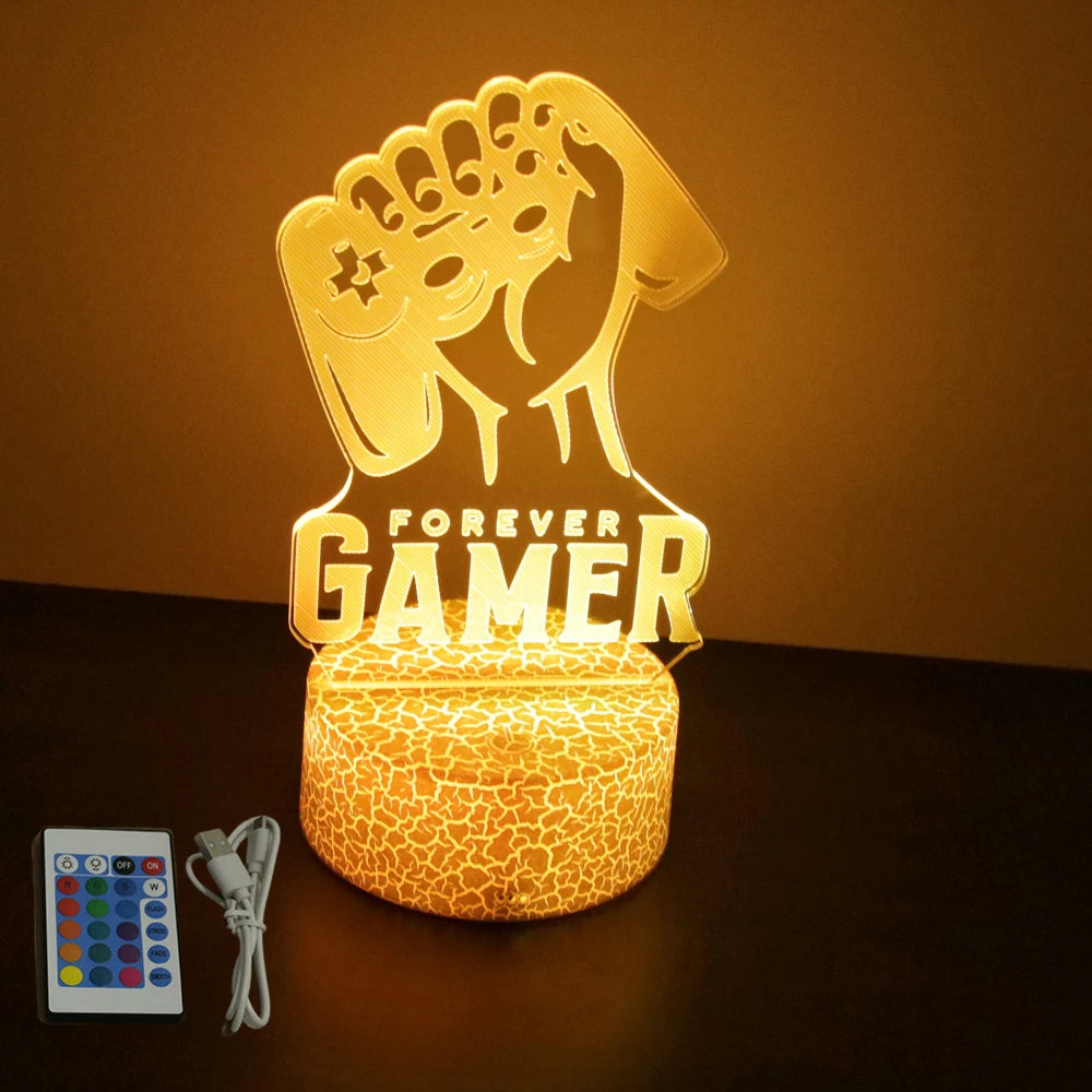 NEON GAMER 3D Lamp LED Night Light Gaming Setup RGB