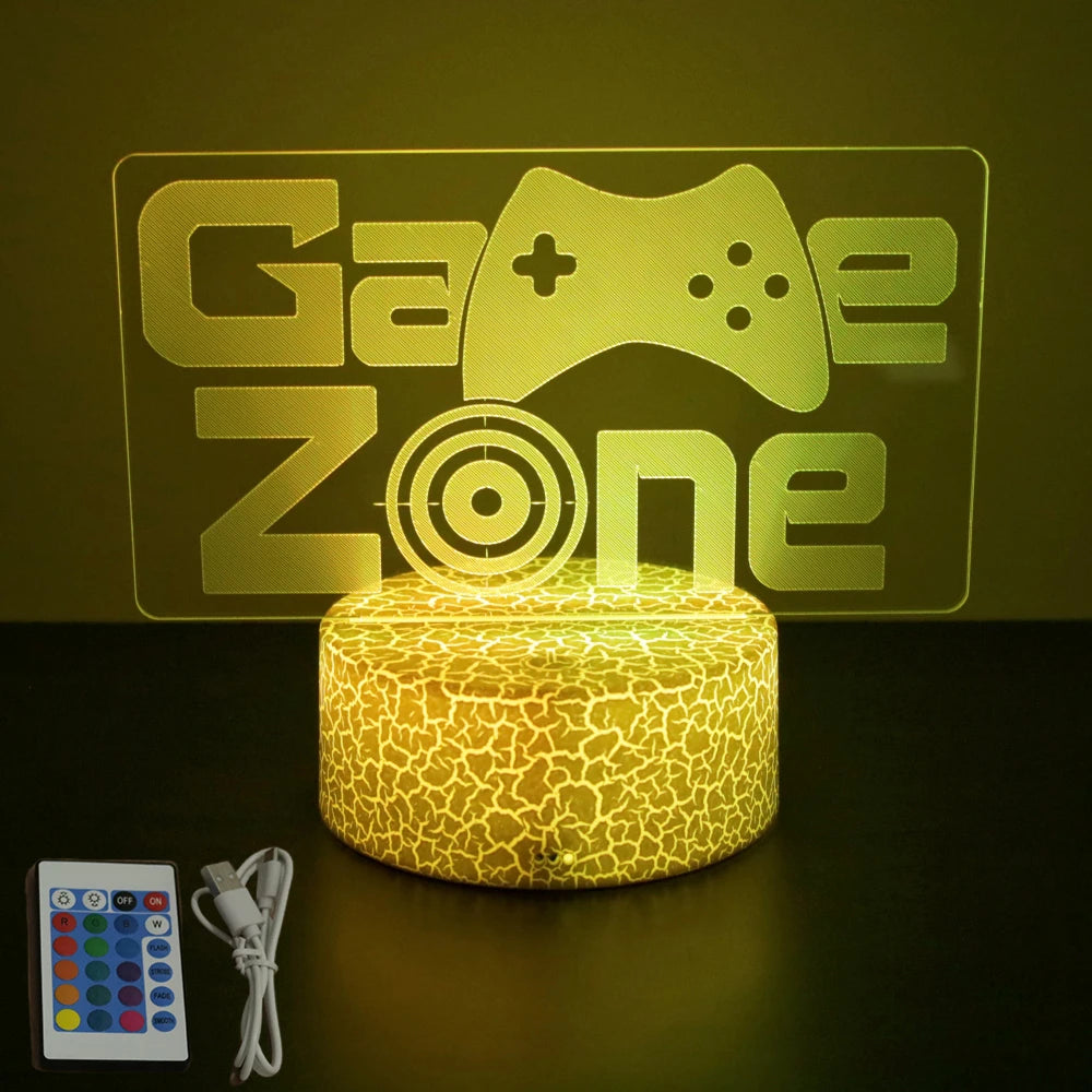 NEON GAMER 3D Lamp LED Night Light Gaming Setup RGB