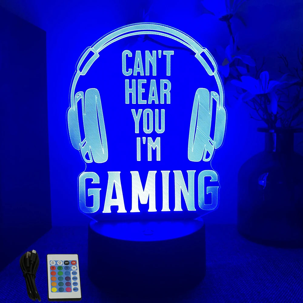 NEON GAMER 3D Lamp LED Night Light Gaming Setup RGB