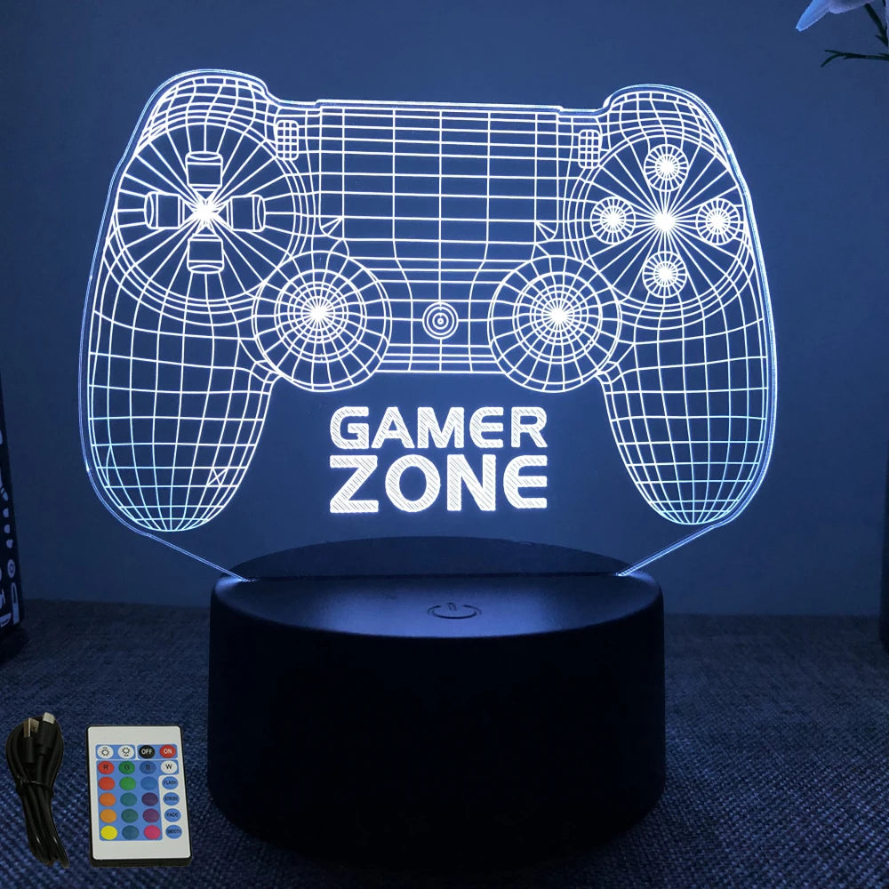 NEON GAMER 3D Lamp LED Night Light Gaming Setup RGB