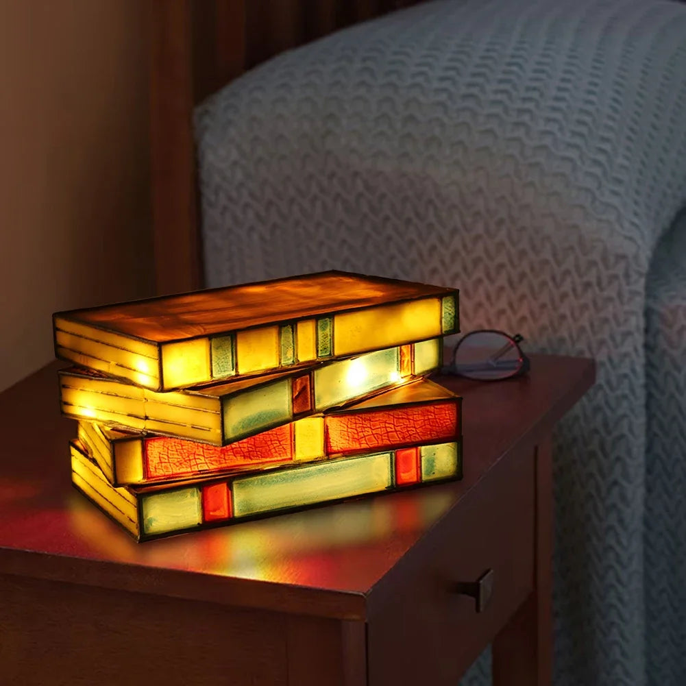 Cozy LED Book Light, Night Light {Stacked Books Lamp}