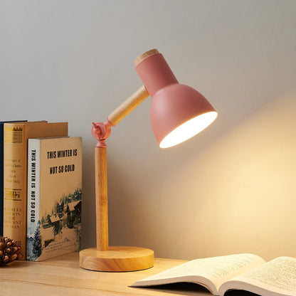 Nordic Wooden Art LED Table Lamp, Simple Bedside Desk Reading Light, perfect for night-time study!
