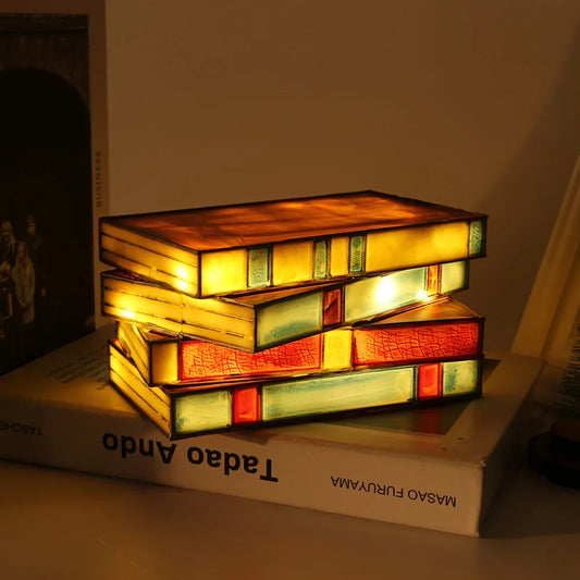 Cozy LED Book Light, Night Light {Stacked Books Lamp}