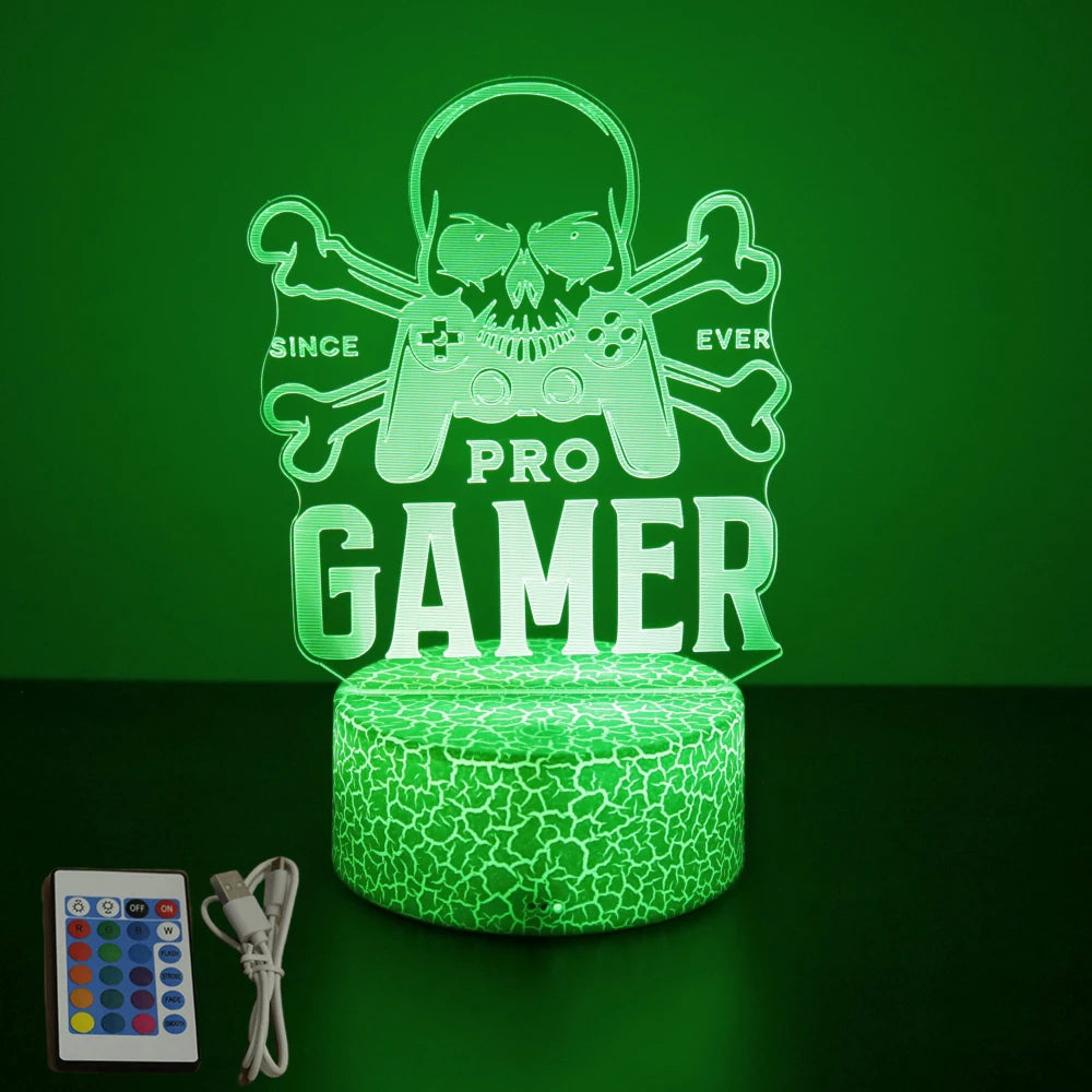 NEON GAMER 3D Lamp LED Night Light Gaming Setup RGB