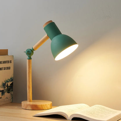 Nordic Wooden Art LED Table Lamp, Simple Bedside Desk Reading Light, perfect for night-time study!