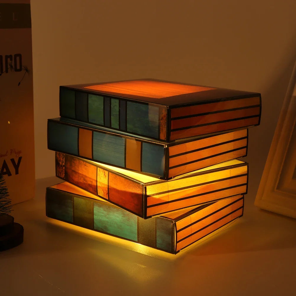 Cozy LED Book Light, Night Light {Stacked Books Lamp}