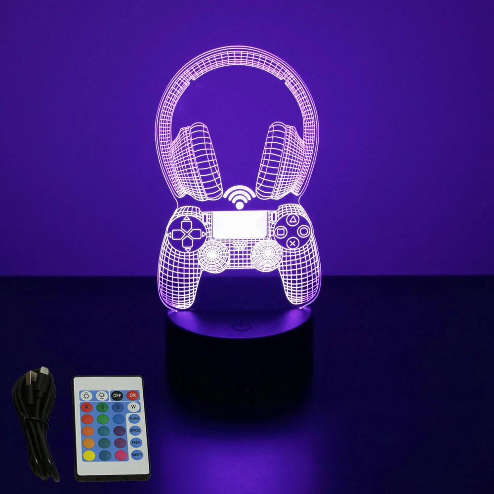 NEON GAMER 3D Lamp LED Night Light Gaming Setup RGB