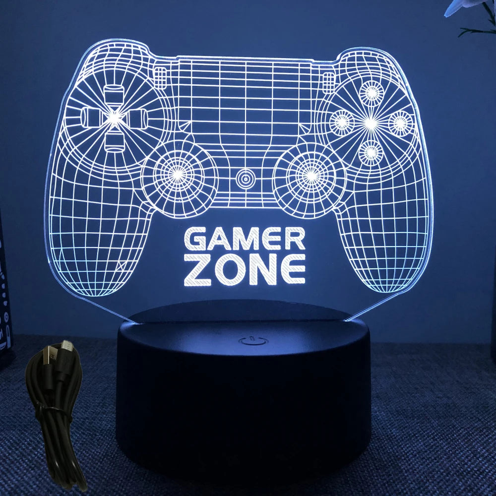 NEON GAMER 3D Lamp LED Night Light Gaming Setup RGB
