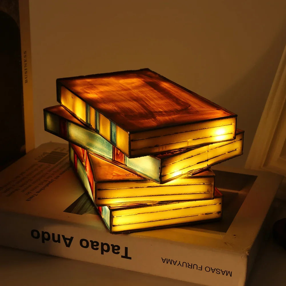 Cozy LED Book Light, Night Light {Stacked Books Lamp}