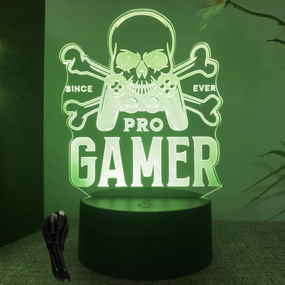 NEON GAMER 3D Lamp LED Night Light Gaming Setup RGB