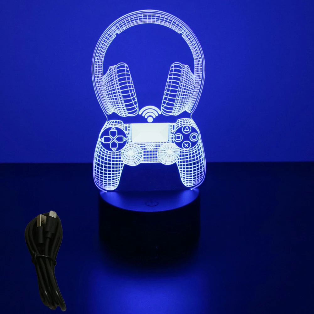 NEON GAMER 3D Lamp LED Night Light Gaming Setup RGB