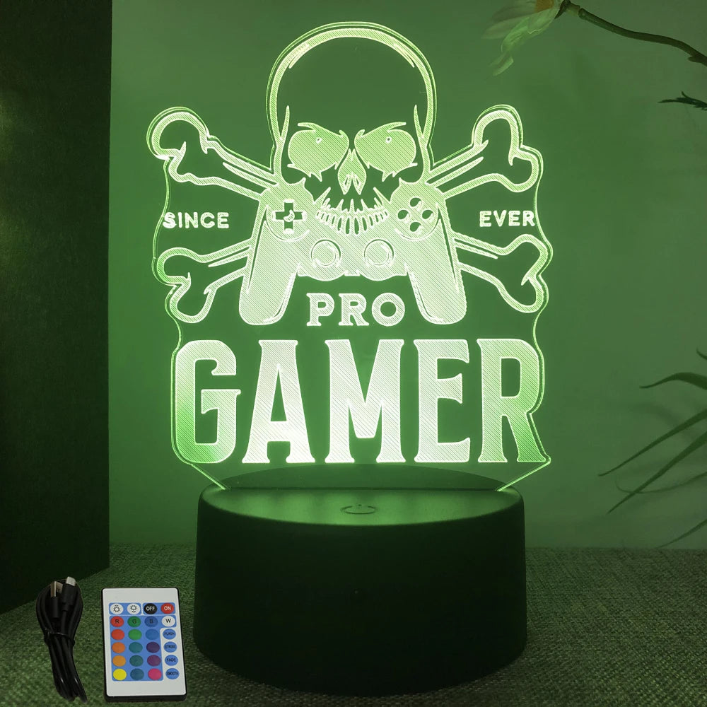 NEON GAMER 3D Lamp LED Night Light Gaming Setup RGB