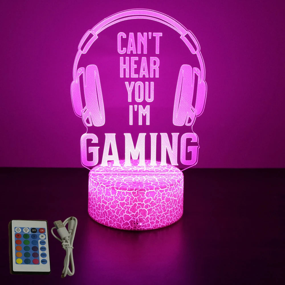 NEON GAMER 3D Lamp LED Night Light Gaming Setup RGB