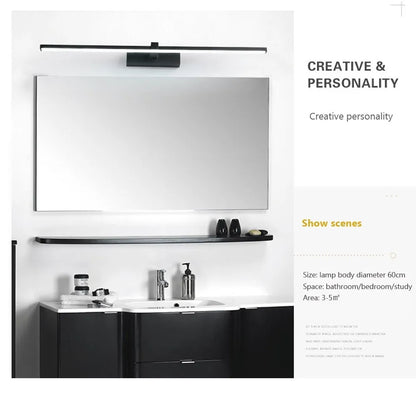 Mirror Light LED Wall Lamp Black/White Iron Body Modern Style Bedroom/Bathroom, Wall Mounted Lamp