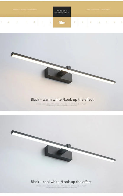 Mirror Light LED Wall Lamp Black/White Iron Body Modern Style Bedroom/Bathroom, Wall Mounted Lamp