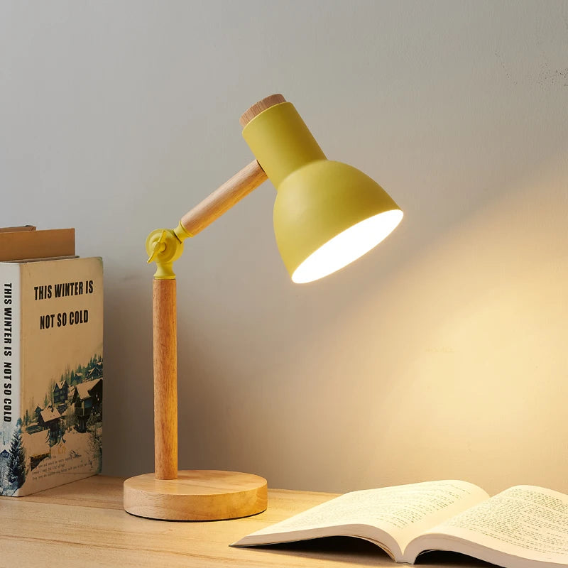 Nordic Wooden Art LED Table Lamp, Simple Bedside Desk Reading Light, perfect for night-time study!