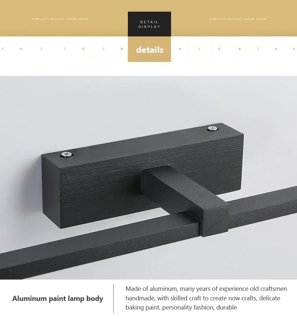 Mirror Light LED Wall Lamp Black/White Iron Body Modern Style Bedroom/Bathroom, Wall Mounted Lamp