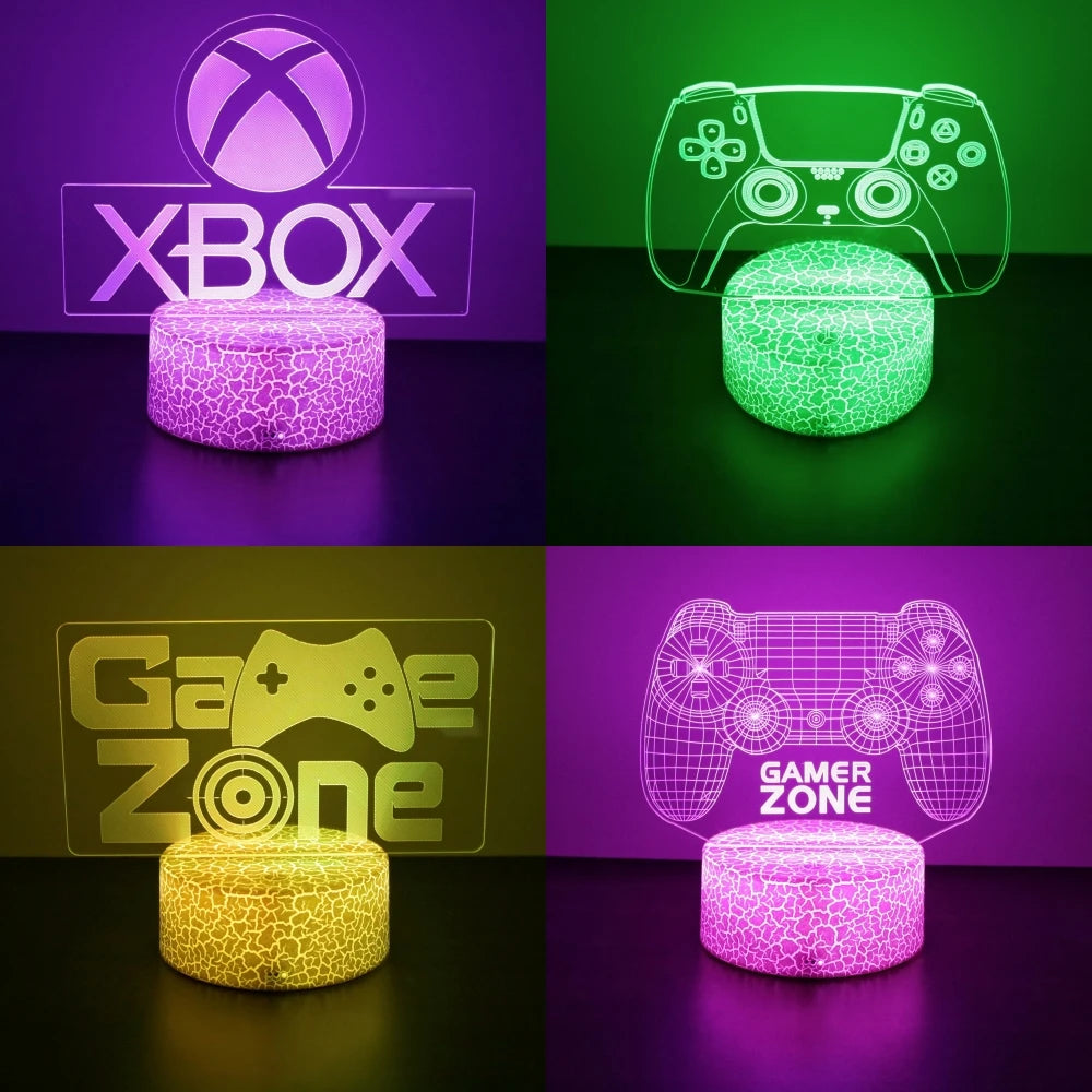 NEON GAMER 3D Lamp LED Night Light Gaming Setup RGB