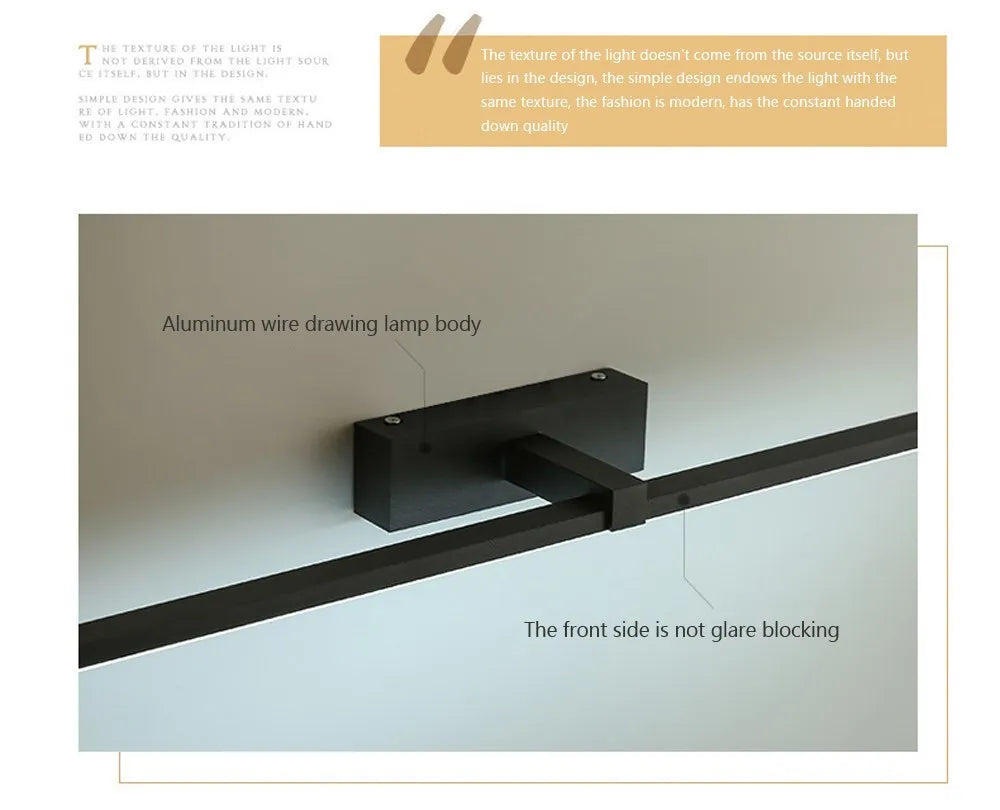 Mirror Light LED Wall Lamp Black/White Iron Body Modern Style Bedroom/Bathroom, Wall Mounted Lamp