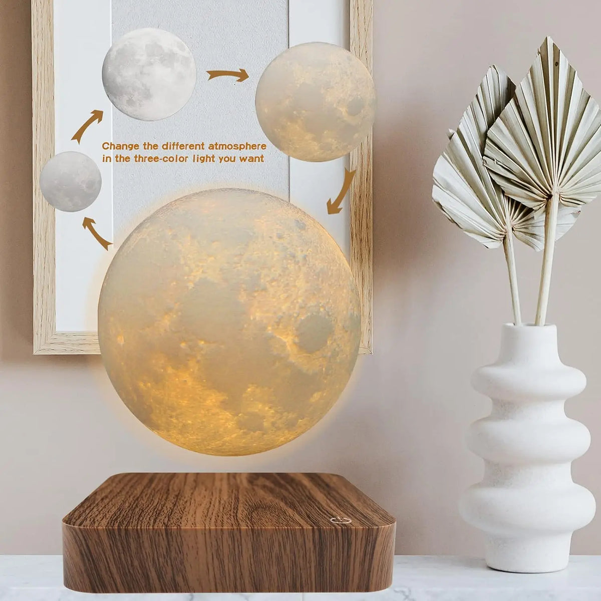 Amazing Magnetic Moon Lamp, LED Night Light, round Touch-Activated Body Material ABS No Batteries Required